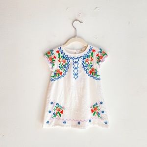 Zara Girls White Cotton Embroidered Dress Size 2/3 Toddler